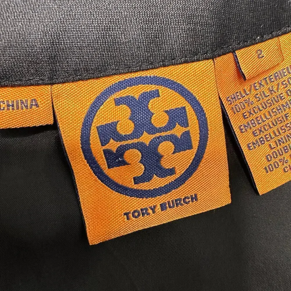 Tory Burch Beaded Neckline Black Sheath Dress